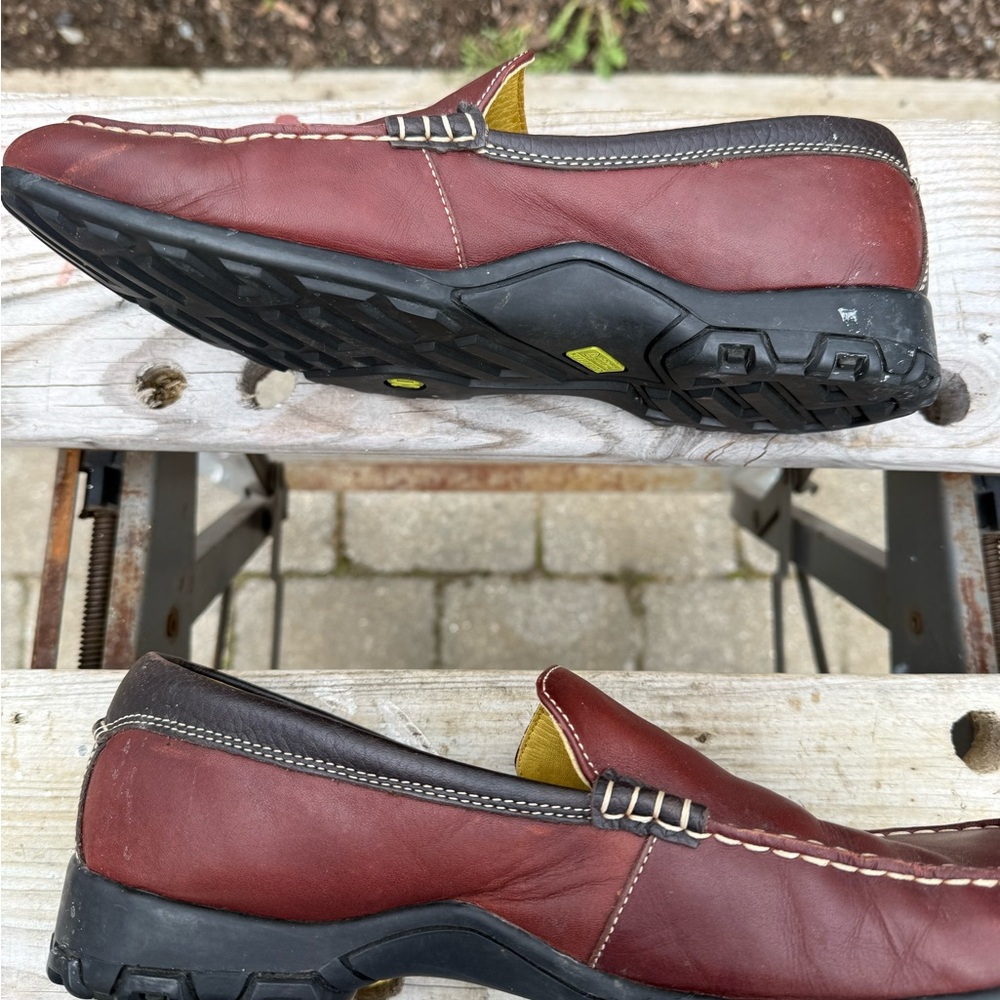 Cole Haan Men's Burgundy Leather Slip-On Loafers with Black Sole